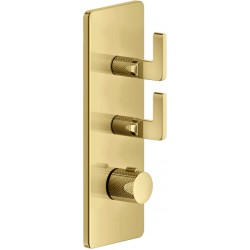 Shower tap Wall-mounted external part 2 way material: Brass thermostatic With plate with separate exits without hand shower, hose and holder, color: Gold surface: Glossy Wall-mounted - external part