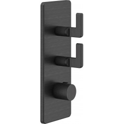 Shower tap Wall-mounted external part 2 way material: Brass thermostatic With plate with separate exits without hand shower, hose and holder, color: Bronze surface: Brushed Wall-mounted - external part
