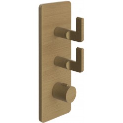 Shower tap Wall-mounted external part 2 way material: Brass thermostatic With plate with separate exits without hand shower, hose and holder, color: Bronze surface: Brushed Wall-mounted - external part