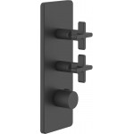Shower tap Wall-mounted external part 2 way material: Brass thermostatic With plate with separate exits without hand shower, hose and holder, color: Black surface: Matt Wall-mounted - external part