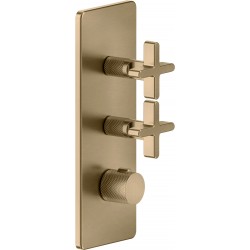 Shower tap Wall-mounted external part 2 way material: Brass thermostatic With plate with separate exits without hand shower, hose and holder, color: Bronze surface: Brushed Wall-mounted - external part