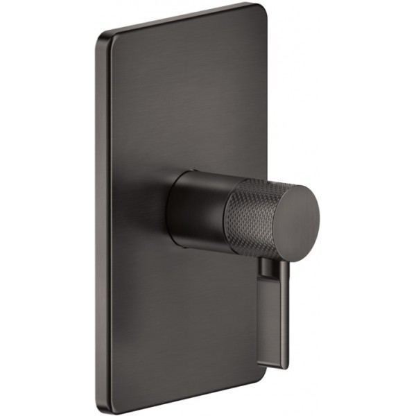 Shower tap Wall-mounted external part 1 way material: Brass mixer With plate without hand shower, hose and holder, color: Black surface: Brushed Wall-mounted - external part