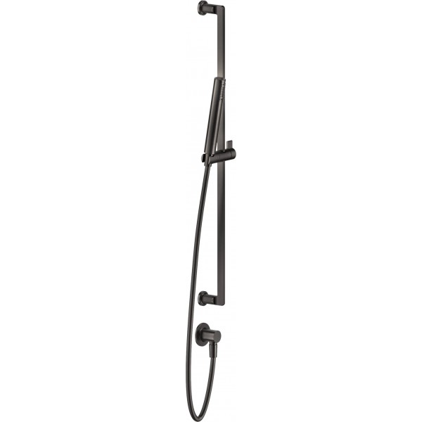 Shower slider rail 80cm material: Brass with hand shower, hose & outlet elbow, color: Black surface: Brushed Shower slider rails Shower slider rail 80cm material: Brass with hand shower, hose & outlet elbow, color: Black surface: Brushed Shower slider rails