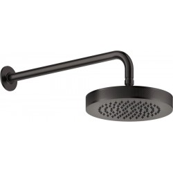 Shower head Wall-mounted 21,8x21,8 material: Brass, style: 1 spray, color: Black surface: Brushed Overhead showers
