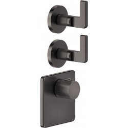 Shower tap Wall-mounted external part 2 way 3 holes material: Brass mixer with separate exits without hand shower, hose and holder, color: Black surface: Brushed Wall-mounted - external part