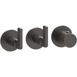 Shower tap Wall-mounted external part 2 way 3 holes material: Brass thermostatic with separate exits without hand shower, hose and holder, color: Black surface: Brushed Wall-mounted - external part
