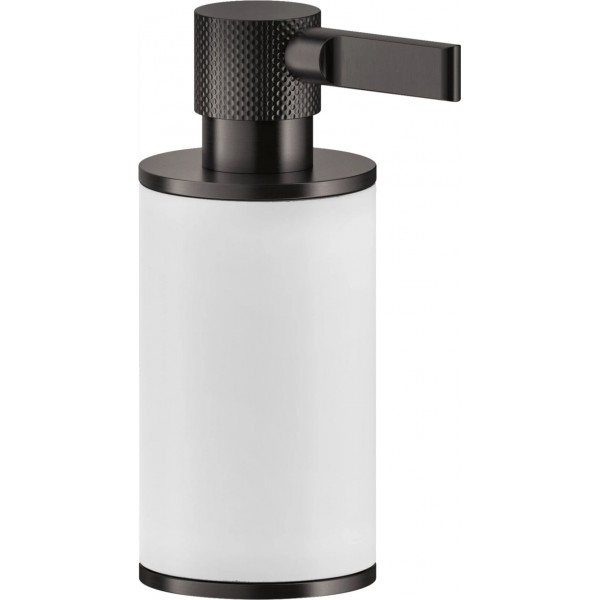 Dispenser countertop material: Brass, color: White/Black surface: Brushed Soap dispensers