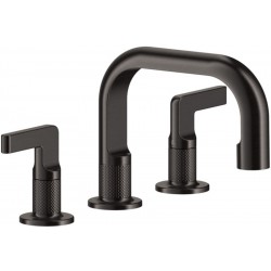 Wash basin tap Deck-mounted dual-level material: Brass S size With pop-up waste set, color: Black surface: Brushed Deck-mounted
