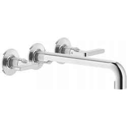 Wash basin tap Wall-mounted - external part 3 holes dual-level Without waste, color: Chrome material: Brass surface: Glossy Wall-mounted - external part