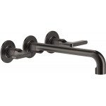Wash basin tap Wall-mounted - external part 3 holes dual-level Without waste, color: Black material: Brass surface: Brushed Wall-mounted - external part