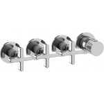 Shower tap Wall-mounted external part 3 way 4 holes material: Brass thermostatic with separate exits without hand shower, hose and holder, color: Chrome surface: Glossy Wall-mounted - external part