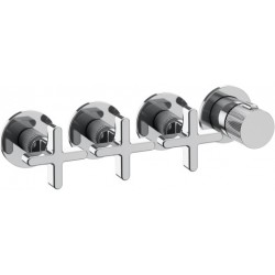 Shower tap Wall-mounted external part 3 way 4 holes material: Brass thermostatic with separate exits without hand shower, hose and holder, color: Chrome surface: Glossy Wall-mounted - external part