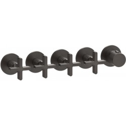 Shower tap Wall-mounted external part 4 way 5 holes material: Brass thermostatic with separate exits without hand shower, hose and holder, color: Black surface: Brushed Wall-mounted - external part