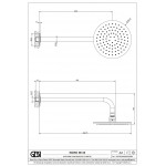 Shower head Wall-mounted 20x20 material: Brass, style: 1 spray, color: Black surface: Brushed Overhead showers