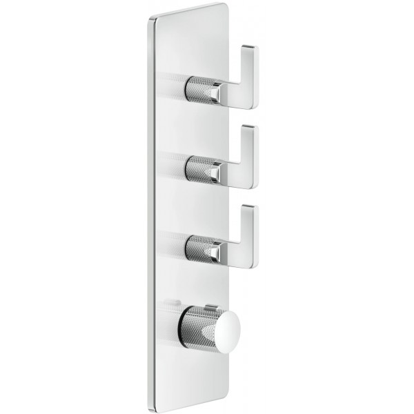Shower tap Wall-mounted external part 3 way material: Brass thermostatic With plate with separate exits without hand shower, hose and holder, color: Chrome surface: Glossy Wall-mounted - external part