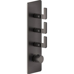 Shower tap Wall-mounted external part 3 way material: Brass thermostatic With plate with separate exits without hand shower, hose and holder, color: Black surface: Brushed Wall-mounted - external part