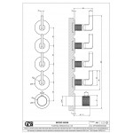 Shower tap Wall-mounted external part 4 way 5 holes material: Brass thermostatic with separate exits without hand shower, hose and holder, color: Chrome surface: Glossy Wall-mounted - external part
