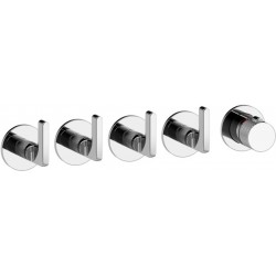 Shower tap Wall-mounted external part 4 way 5 holes material: Brass thermostatic with separate exits without hand shower, hose and holder, color: Chrome surface: Glossy Wall-mounted - external part