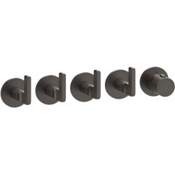 Shower tap Wall-mounted external part 4 way 5 holes material: Brass thermostatic with separate exits without hand shower, hose and holder, color: Black surface: Brushed Wall-mounted - external part