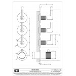 Shower tap Wall-mounted external part 3 way 4 holes material: Brass thermostatic with separate exits without hand shower, hose and holder, color: Chrome surface: Glossy Wall-mounted - external part
