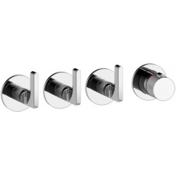Shower tap Wall-mounted external part 3 way 4 holes material: Brass thermostatic with separate exits without hand shower, hose and holder, color: Chrome surface: Glossy Wall-mounted - external part