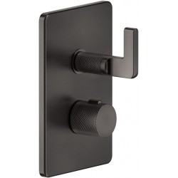 Shower tap Wall-mounted external part 1 way material: Brass thermostatic With plate without hand shower, hose and holder, color: Black surface: Brushed Wall-mounted - external part