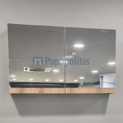 Καθρέπτης, σχήμα: Ορθογώνιο 100x60x16 από ξύλο συνθετικό με ανοιγόμενο ντουλάπι, χρώμα 327, χρώμα: Ξύλο Δρυς Καθρέπτες μπάνιου