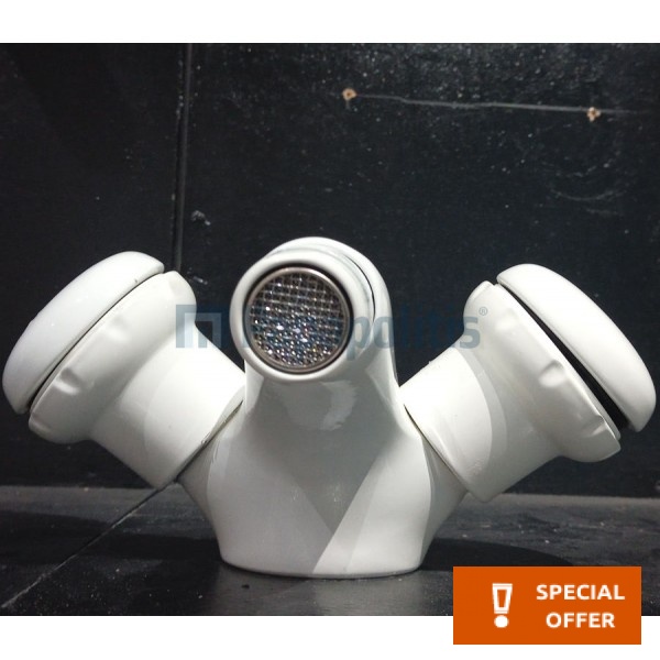 Bidet mixer material: Brass, color: White surface: Glossy Deck-mounted