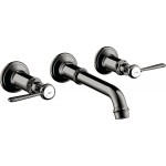 Wash basin tap Wall-mounted - external part 3 holes dual-level With non-closing waste set, color: Black material: Brass surface: Glossy Wall-mounted - external part