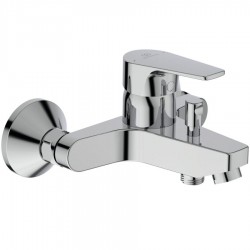 Bathtub tap Wall-mounted exposed material: Brass without hand shower, hose and holder mixer, color: Chrome surface: Glossy