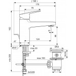 Μπαταρία νιπτήρος επικαθήμενη αναμεικτική από ορείχαλκο με βαλβίδα pop-up  5l/m, Y16,1cm, Silk Black, χρώμα: Μαύρο επιφάνεια: Ματ Επικαθήμενες