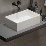 Νιπτήρας ελευθέρας τοποθέτησης 38x24x11 από solid surface χωρίς οπή  χωρίς υπερχείλιση, χρώμα: Λευκό επιφάνεια: Ματ Ελευθέρας τοποθέτησης
