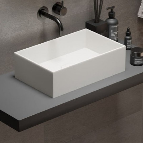 Νιπτήρας ελευθέρας τοποθέτησης 38x24x11 από solid surface χωρίς οπή  χωρίς υπερχείλιση, χρώμα: Λευκό επιφάνεια: Ματ Ελευθέρας τοποθέτησης