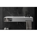 Washbasin Wall-mounted 140x40x20 140SH With 1 bowl Without hole Without overflow material: Solid Surface, color: White surface: Matt Wall-mounted