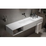Washbasin Wall-mounted 140x40x20 140SH With 1 bowl Without hole Without overflow material: Solid Surface, color: White surface: Matt Wall-mounted