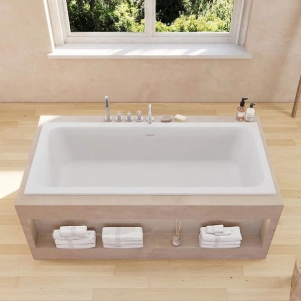Μπανιέρα ενδοδαπέδια/ένθετη 180x80 από solid surface επιφάνεια: Ματ, χρώμα: Λευκό Ενδοδαπέδιες/Ένθετες