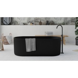 Bathtub Free standing/ Built-in 170x75 material: Synthetic surface: Srained - Textured, color: Black Rock Texture, Black no grab bars