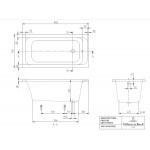 Bathtub Rectangular 140x70 material: Acrylic, color: White no grab bars surface: Glossy Rectangular