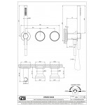 Shower tap Wall-mounted external part 2 way 3 holes material: Brass mixer with hand shower, hose and holder, color: Bronze surface: Brushed Wall-mounted - external part