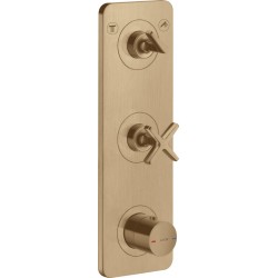 Shower tap Wall-mounted external part 2 way material: Brass thermostatic With plate with separate exits without hand shower, hose and holder, color: Bronze surface: Brushed Wall-mounted - external part