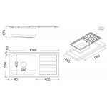 Νεροχύτης ανοξείδωτος 100x50 από inox επιφάνεια: Λεία ματ με πάγκο αριστερά / με πάγκο δεξιά ένθετος 1 γούρνα αντιστρεφόμενος, χρώμα: Χρωμέ Ανοξείδωτοι