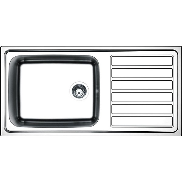 Νεροχύτης ανοξείδωτος 100x50 από inox επιφάνεια: Λεία ματ με πάγκο αριστερά / με πάγκο δεξιά ένθετος 1 γούρνα αντιστρεφόμενος, χρώμα: Χρωμέ Ανοξείδωτοι