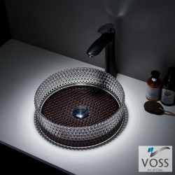 Washbasin Free standing 40x40x11,2 material: Crystal Without hole Without overflow, color: Black surface: Glossy