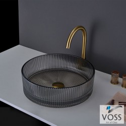 Washbasin Free standing 40x40x11,2 material: Crystal Without hole Without overflow, color: Grey surface: Glossy