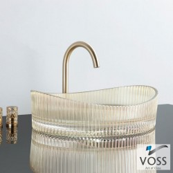 Washbasin Free standing 50x37,5x14 material: Crystal Without hole Without overflow, color: Gold surface: Glossy