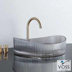 Washbasin Free standing 50x37,5x14 material: Crystal Without hole Without overflow, color: Grey surface: Glossy