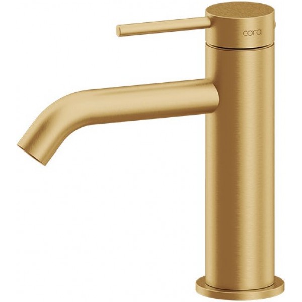 Μπαταρία νιπτήρος επικαθήμενη αναμεικτική από inox με βαλβίδα push-open  Inox 316L, Gold Brushed, χρώμα: Χρυσό επιφάνεια: Βουρτσισμένη Επικαθήμενες