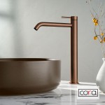 Μπαταρία νιπτήρος επικαθήμενη αναμεικτική από inox για νιπτήρα ελεύθερης τοποθέτησης με βαλβίδα push-open  Inox 316L, Rose Brushed Gold, χρώμα: Ροζ Χρυσό επιφάνεια: Βουρτσισμένη Επικαθήμενες