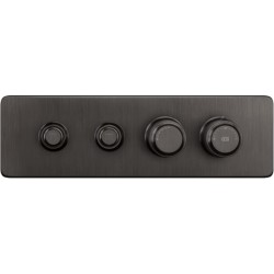 Shower tap Wall-mounted external part 2 way material: Brass thermostatic With plate with separate exits without hand shower, hose and holder, color: Black surface: Brushed Wall-mounted - external part