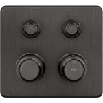 Shower tap Wall-mounted external part 2 way material: Brass thermostatic With plate with separate exits without hand shower, hose and holder, color: Black surface: Brushed Wall-mounted - external part